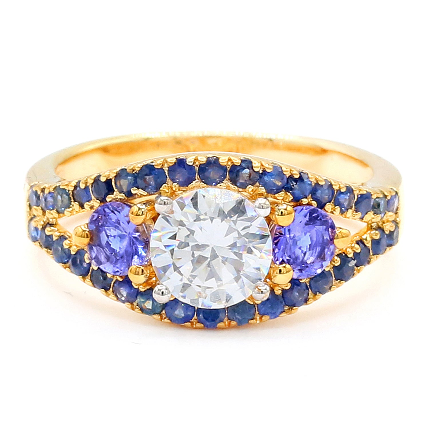 Limited Edition Gems en Vogue Luxe, One-of-a-kind IGI Certified Over 1ct Lab Grown Diamond & Blue Sapphire Ring