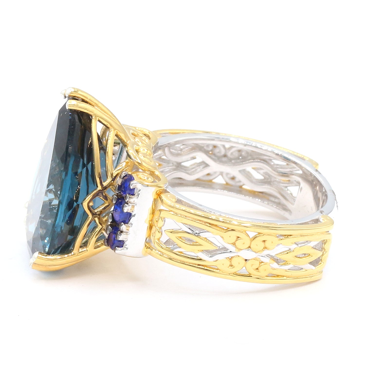 Gems en Vogue One-of-a-Kind 12.42ctw London Blue Topaz & Cobalt Blue Spinel Ring