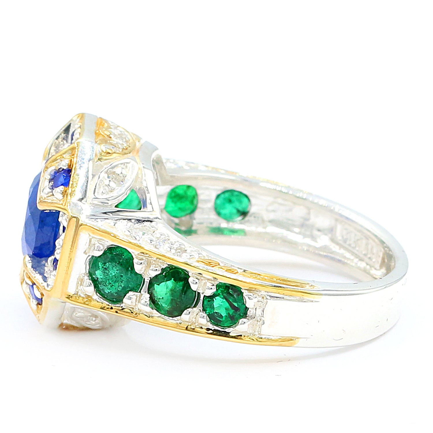 Michael's Originals One-of-a-kind 3.00ctw Cobalt Blue Spinel, Emerald & Diamond Ring