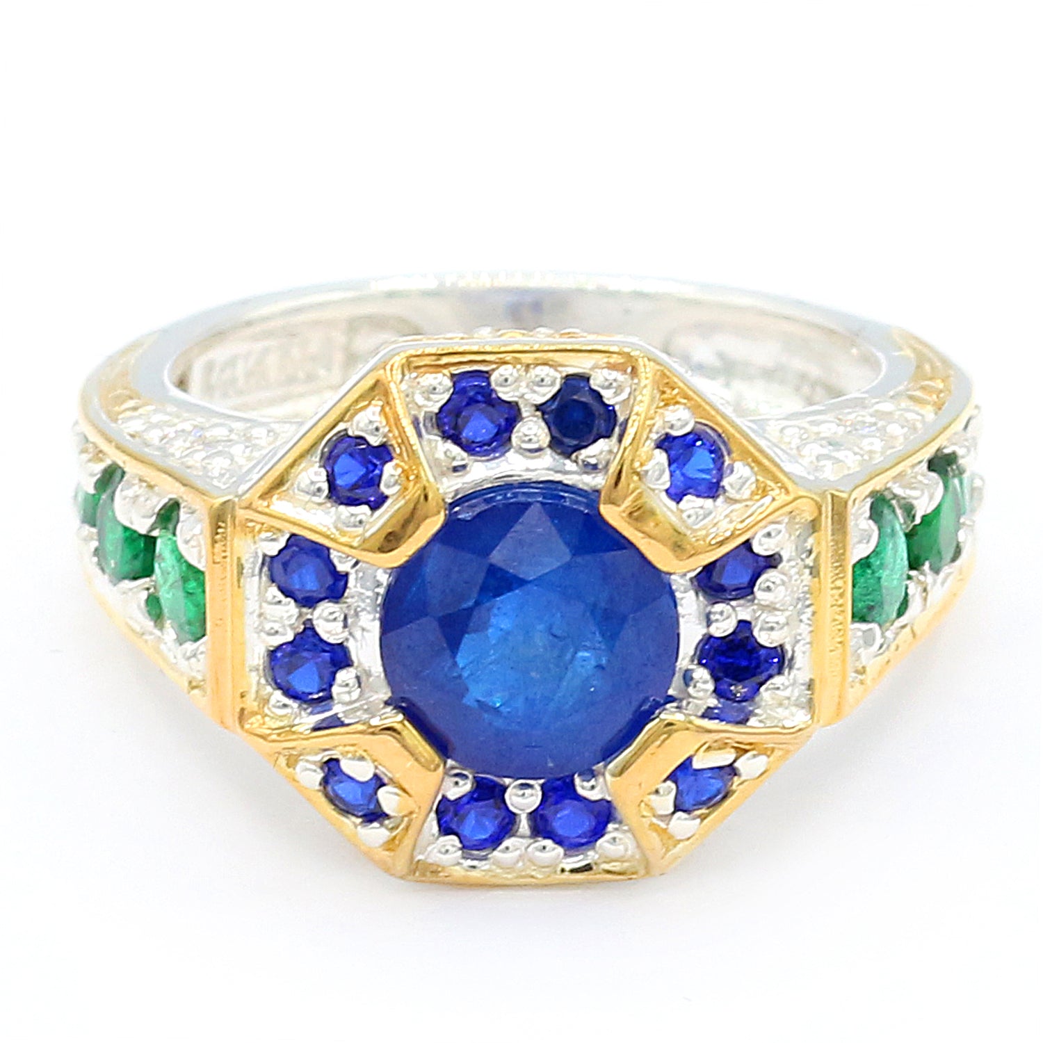 Michael's Originals One-of-a-kind 3.00ctw Cobalt Blue Spinel, Emerald & Diamond Ring