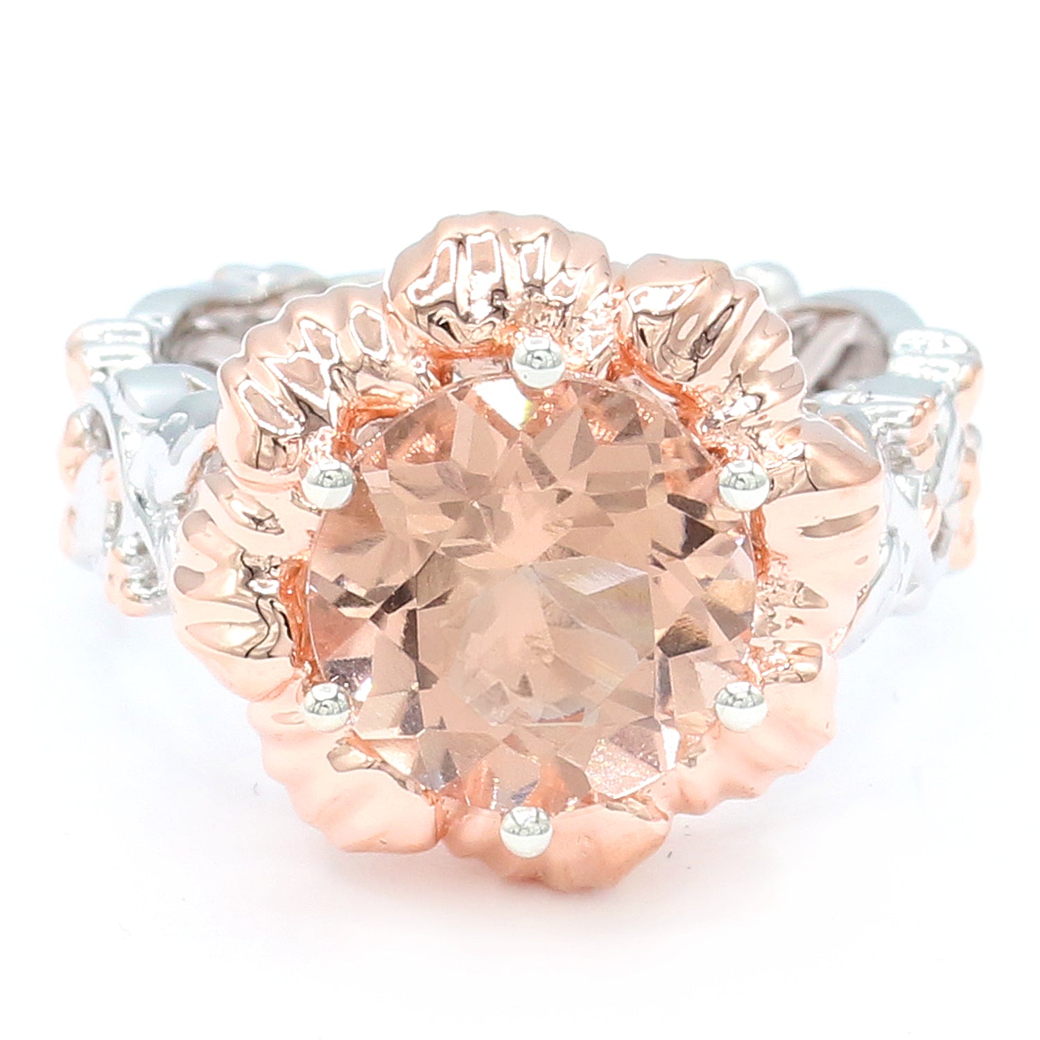 Limited Edition Gems en Vogue 4.34ctw Peach Morganite Flower Ring