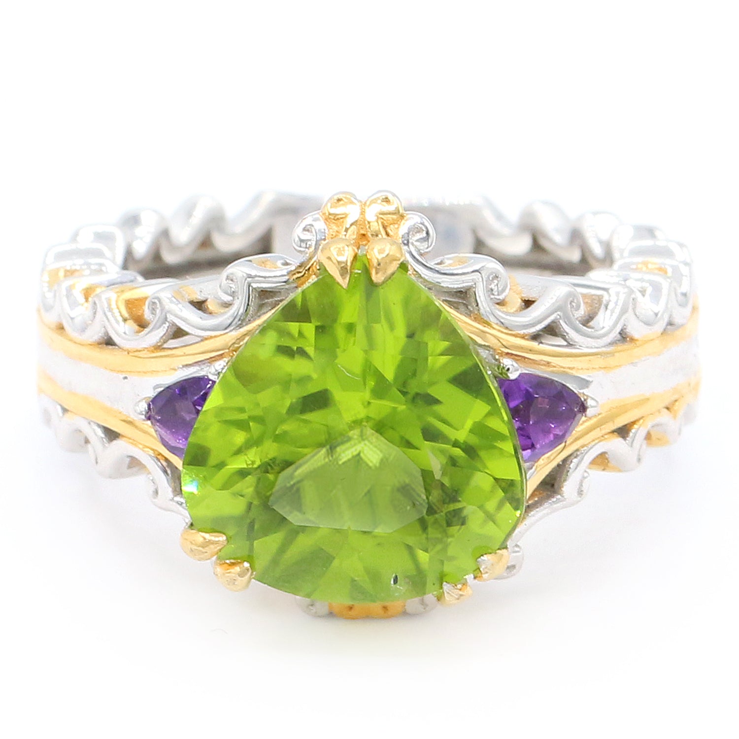 Gems en Vogue 5.70ctw Peridot & African Amethyst Ring