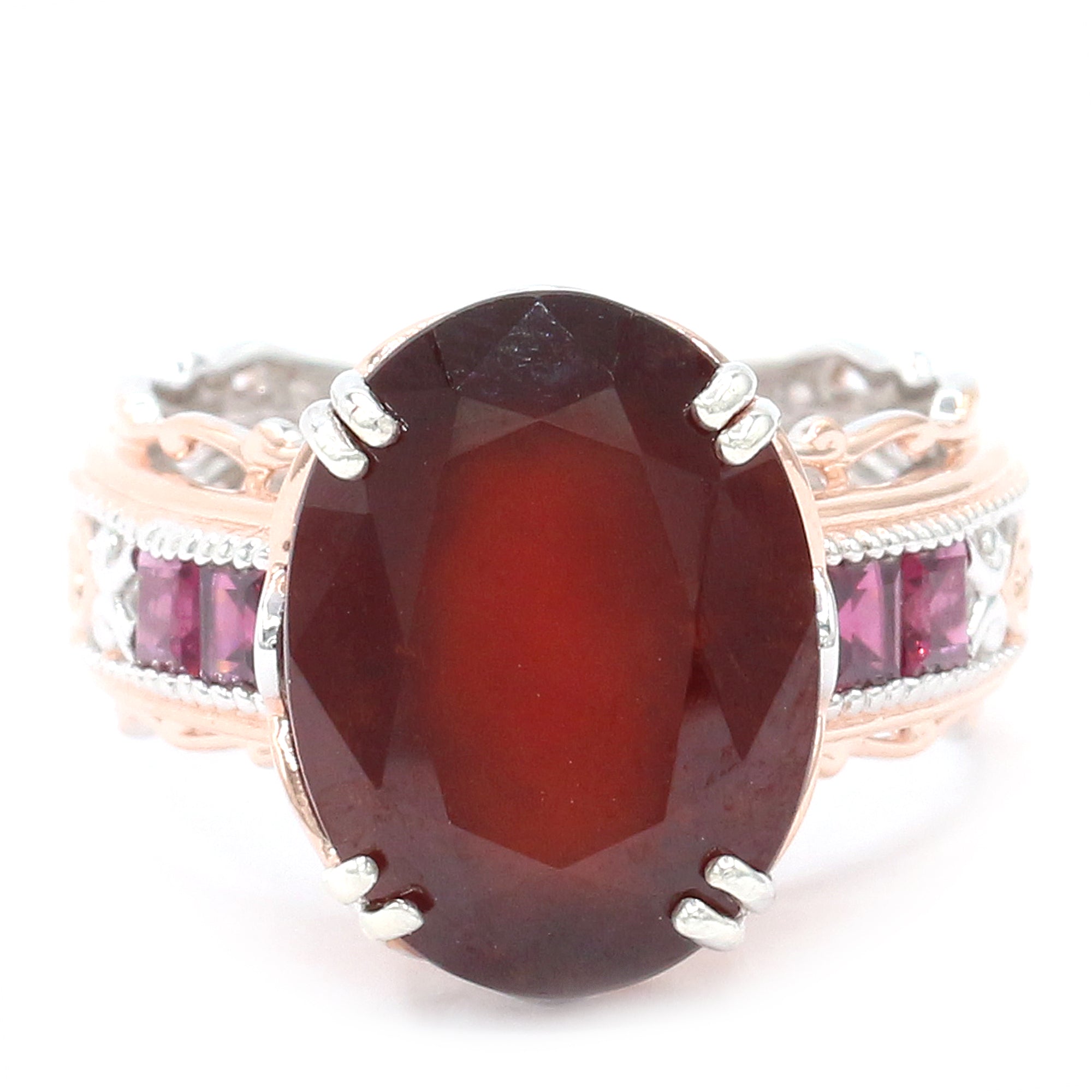 Gems en Vogue One-of-a-Kind 18K Palladium Silver 11.88ctw Hessonite Garnet & Rhodolite Ring