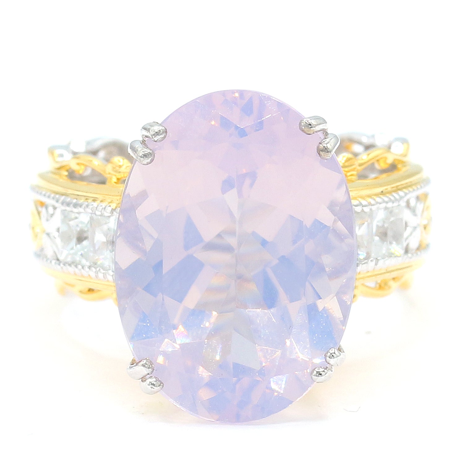 Gems en Vogue One-of-a-Kind 11.64ctw Rose De France Amethyst & White Zircon Ring