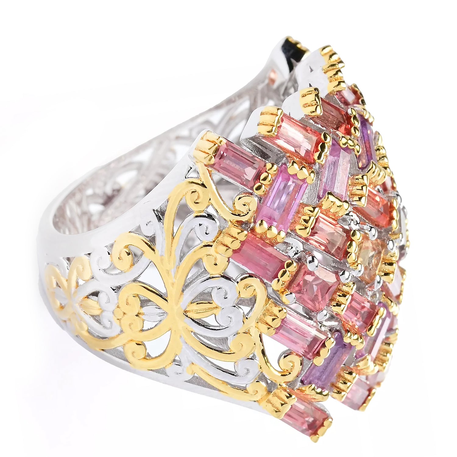 Gems en Vogue 6.02ctw Multi Sapphire Lattice Band Ring