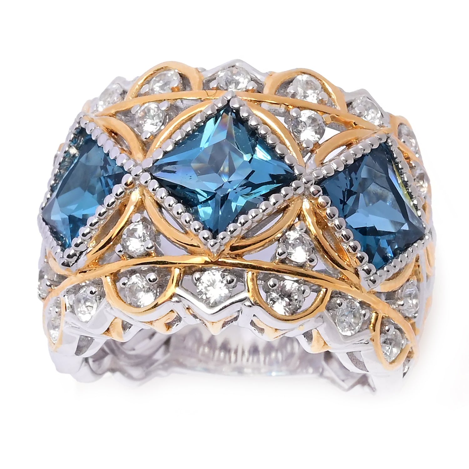 Gems en Vogue 5.01ctw London Blue Topaz & White Zircon Ring