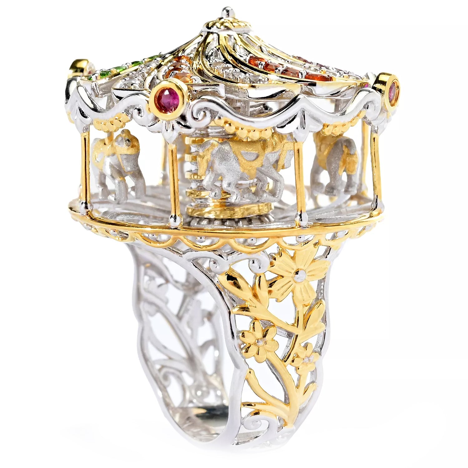 Gems en Vogue 1.35ctw Multi Gemstone Carousel Spinner Ring