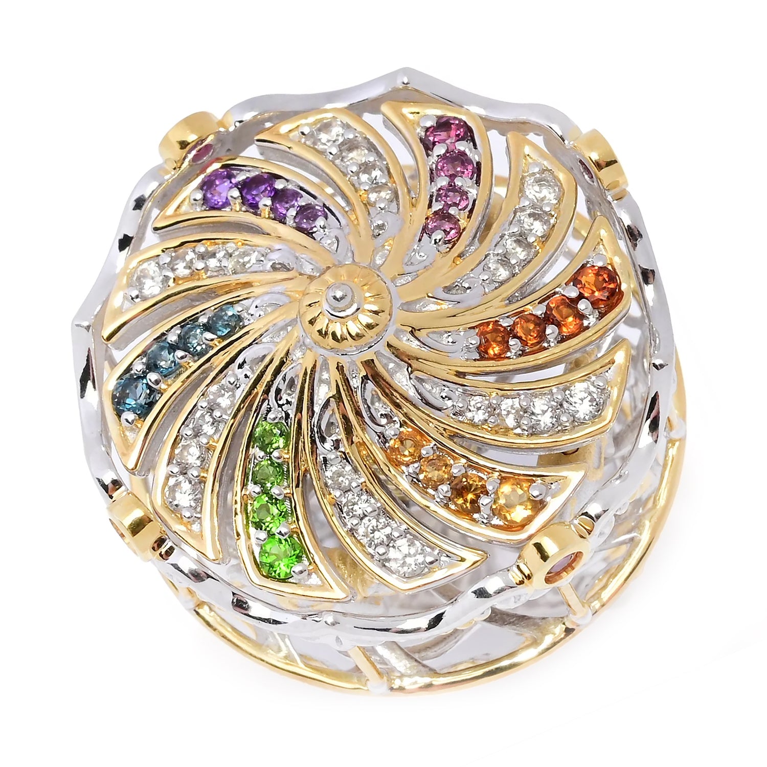 Gems en Vogue 1.35ctw Multi Gemstone Carousel Spinner Ring