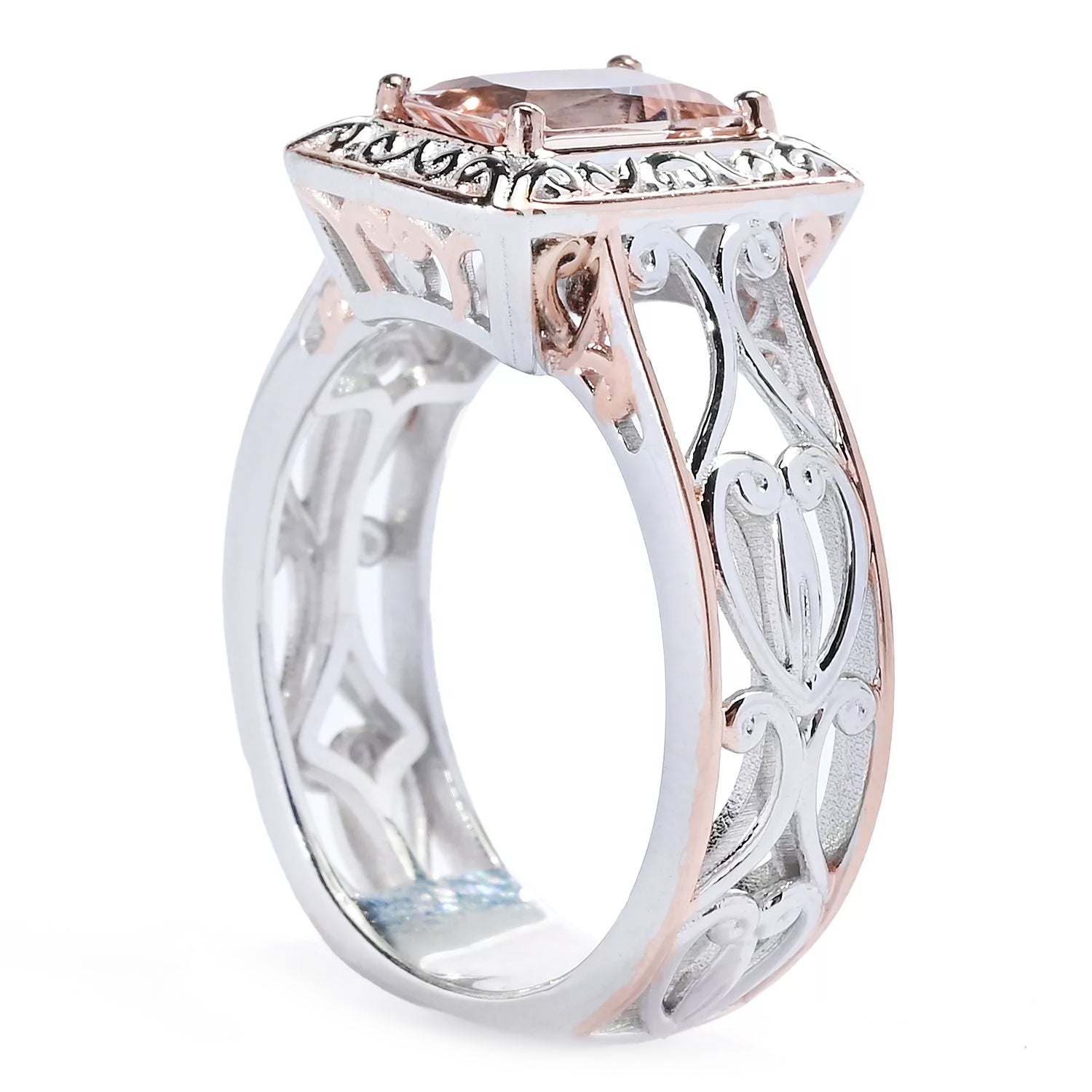 Gems en Vogue 1.16ctw Radiant Cut Pink Morganite Ring