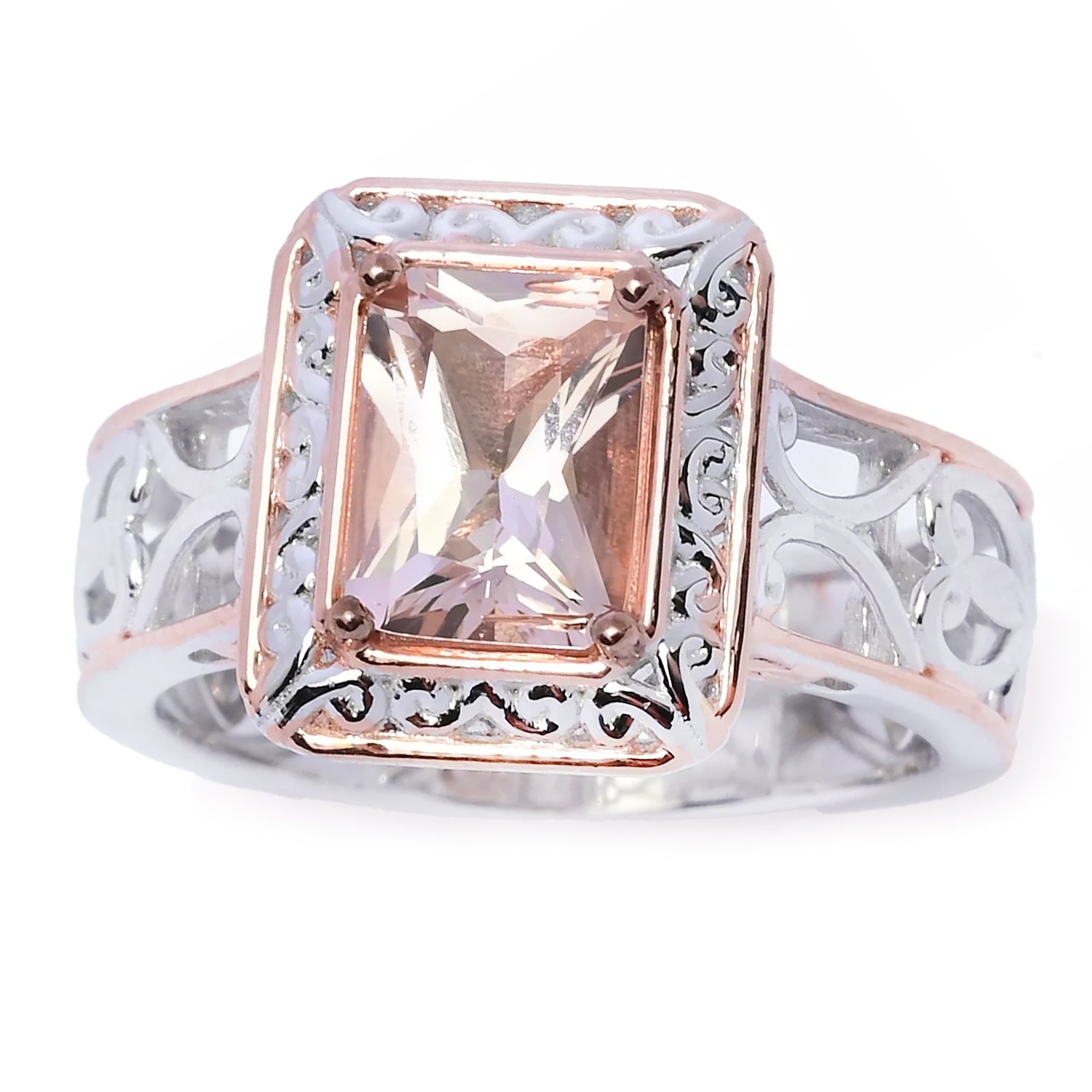 Gems en Vogue 1.16ctw Radiant Cut Pink Morganite Ring