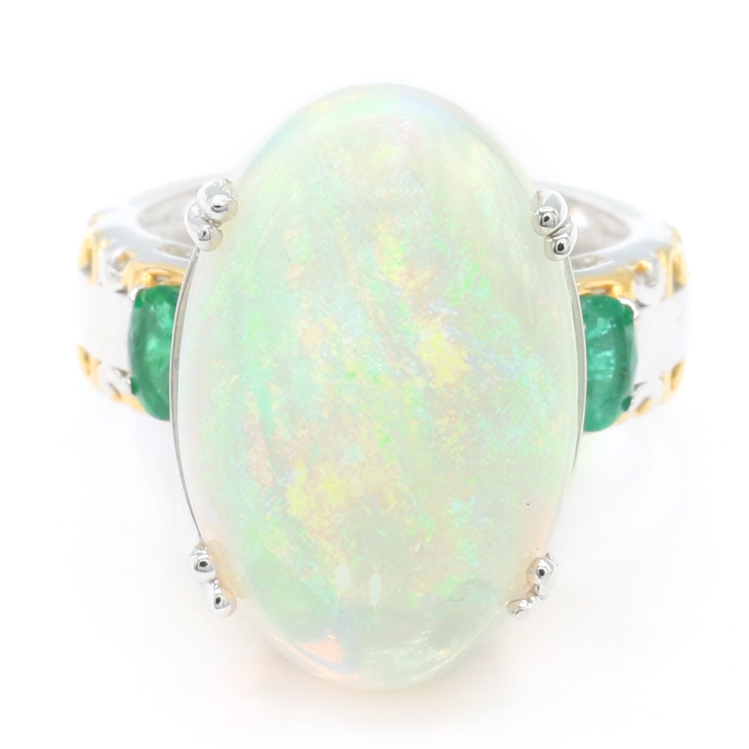 Limited Edition Gems en Vogue Luxe, One-of-a-Kind 15.04ctw Ethiopian Opal & Emerald Ring