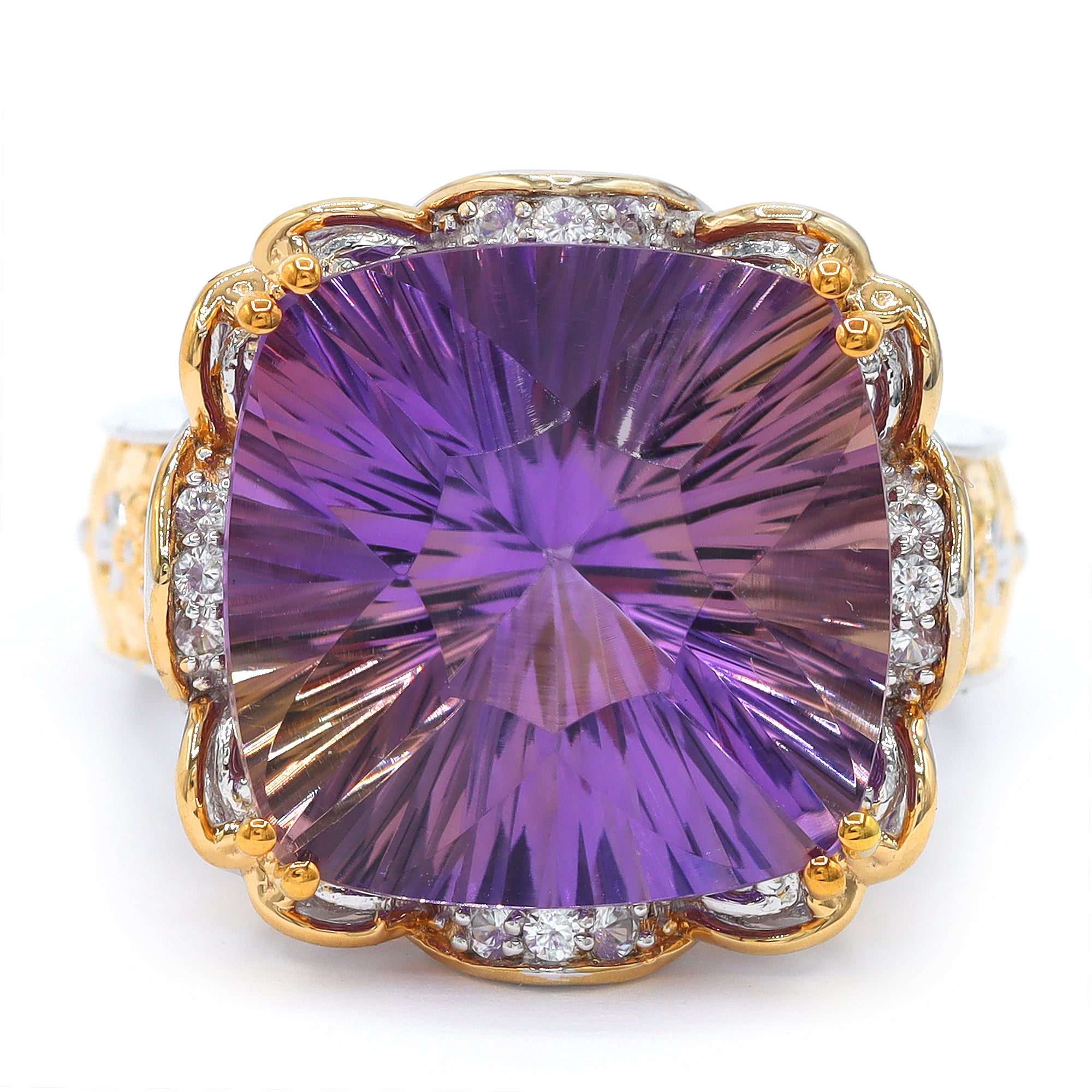 Bague Ametrine & Zircon Blanc Gems en Vogue Pièce Unique 4,41 carats