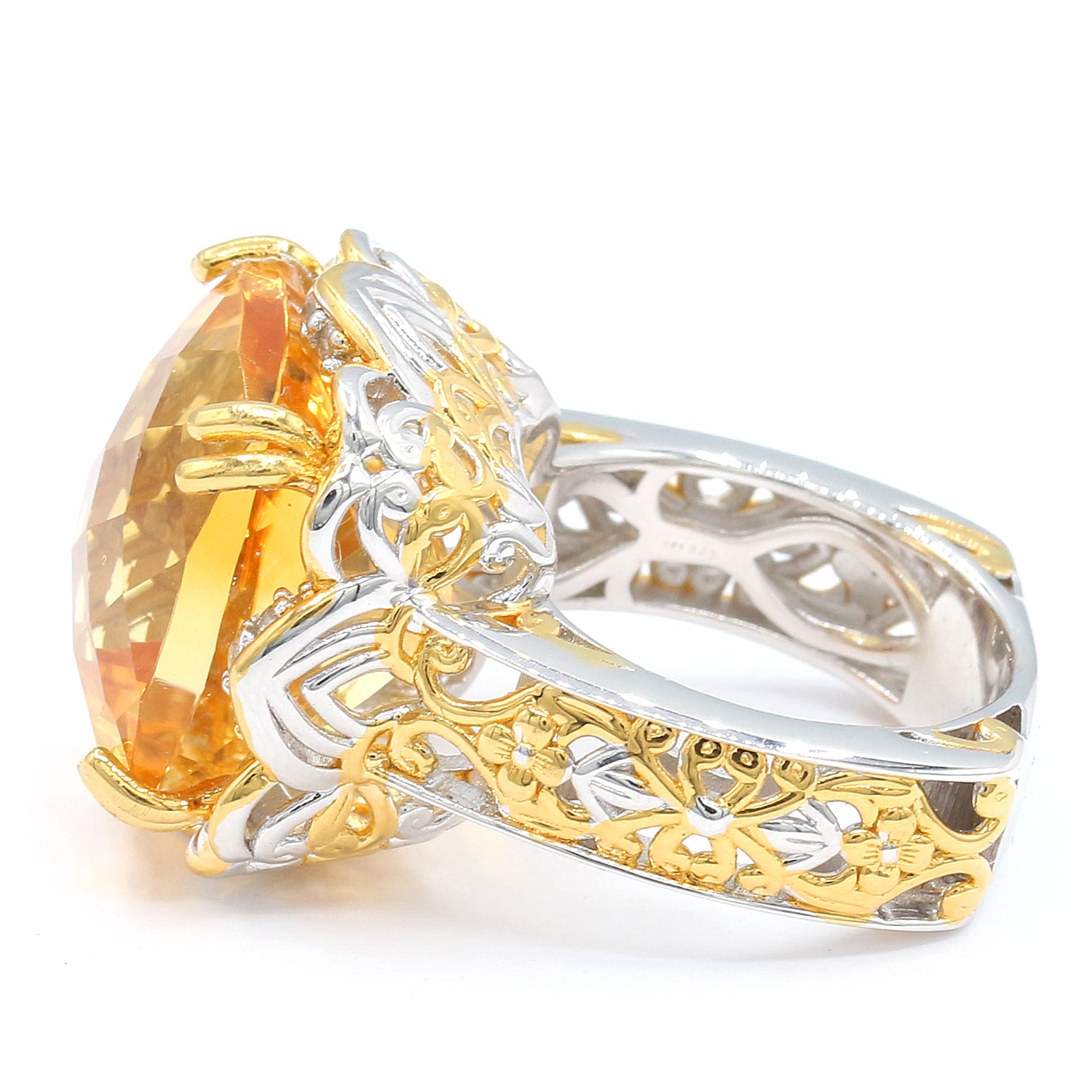 Gems en Vogue 18.36ctw Bolivian Citrine & White Zircon Ring