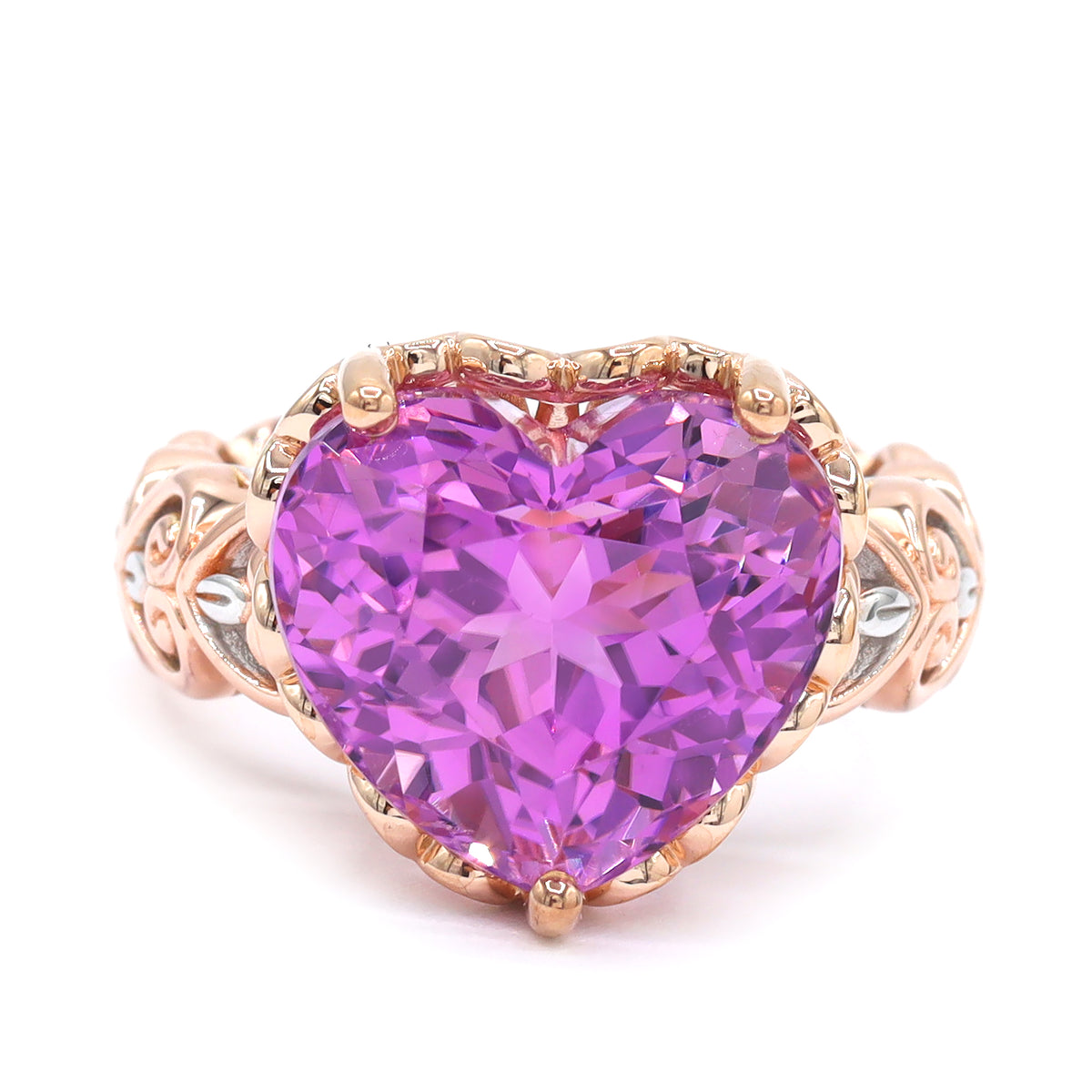 Couture Gems One-of-a-Kind 18K Palladium Silver 14.17ctw Heart Shape Martha Rocha 5A Kunzite Ring