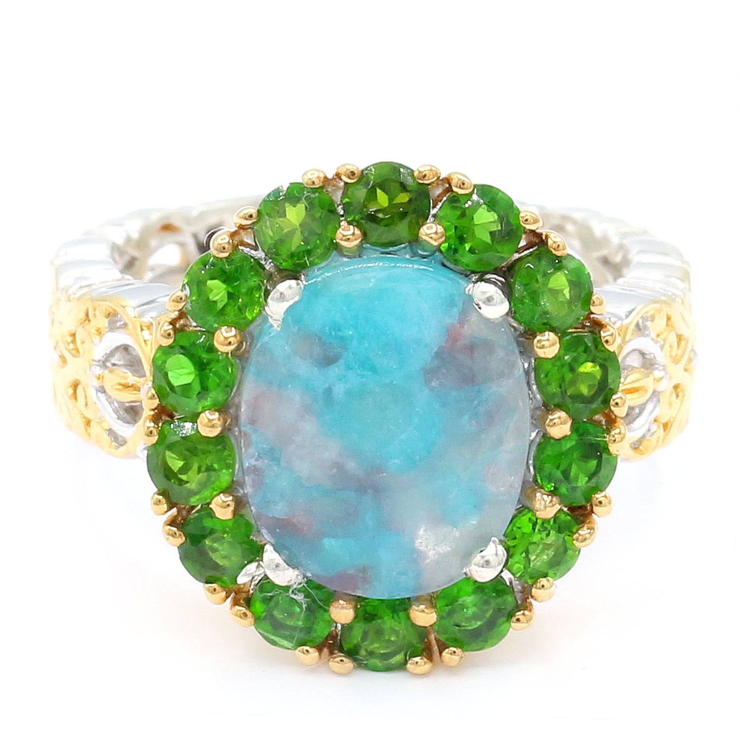 Gems en Vogue One-of-a-Kind Paraiba Tourmaline & Chrome Diopside Halo Ring