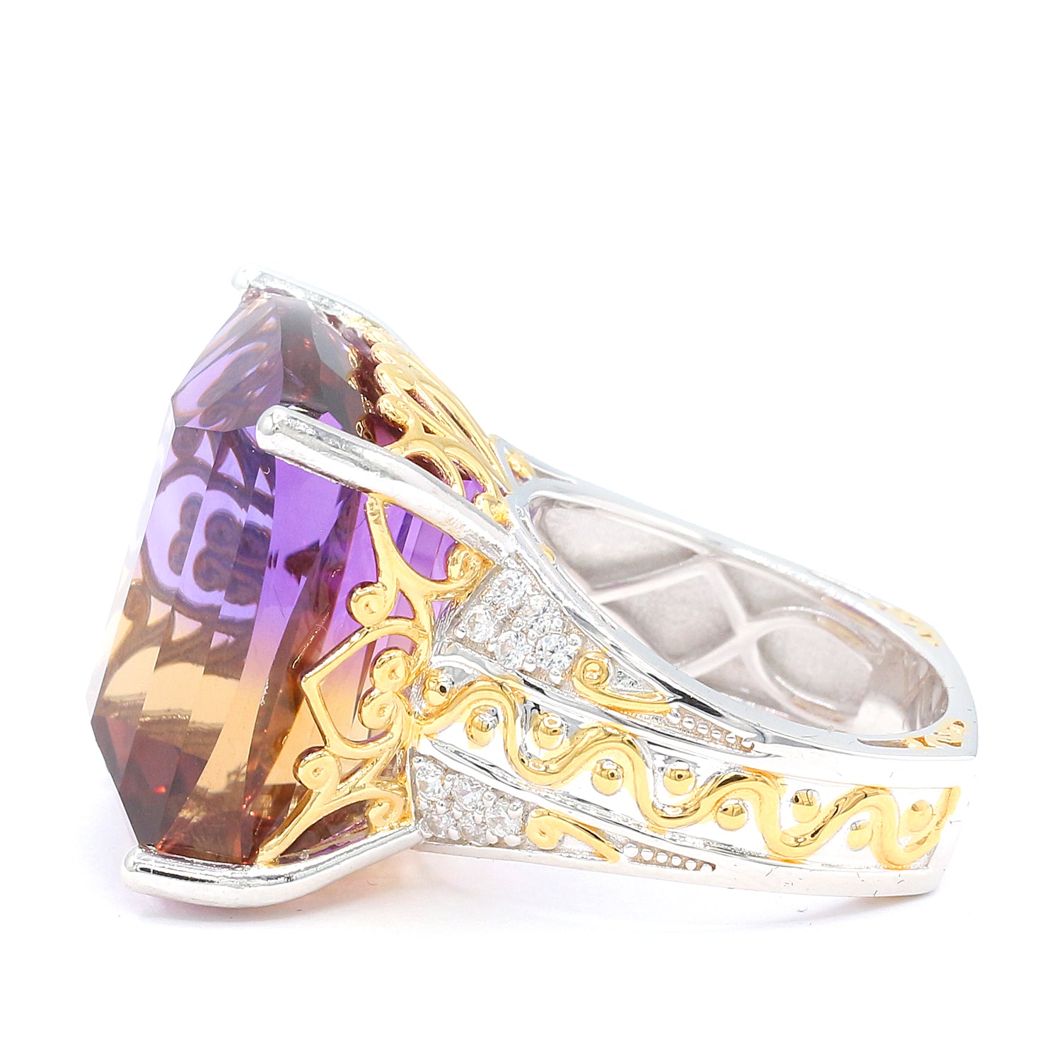 Limited Edition Gems en Vogue Luxe, One-of-a-Kind 36.88ctw Ametrine & White Zircon Honker Ring