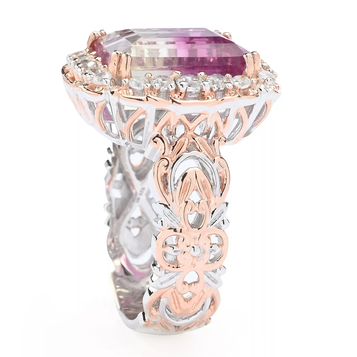 Gems en Vogue 8.56ctw Bicolor Fluorite & White Zircon Ring