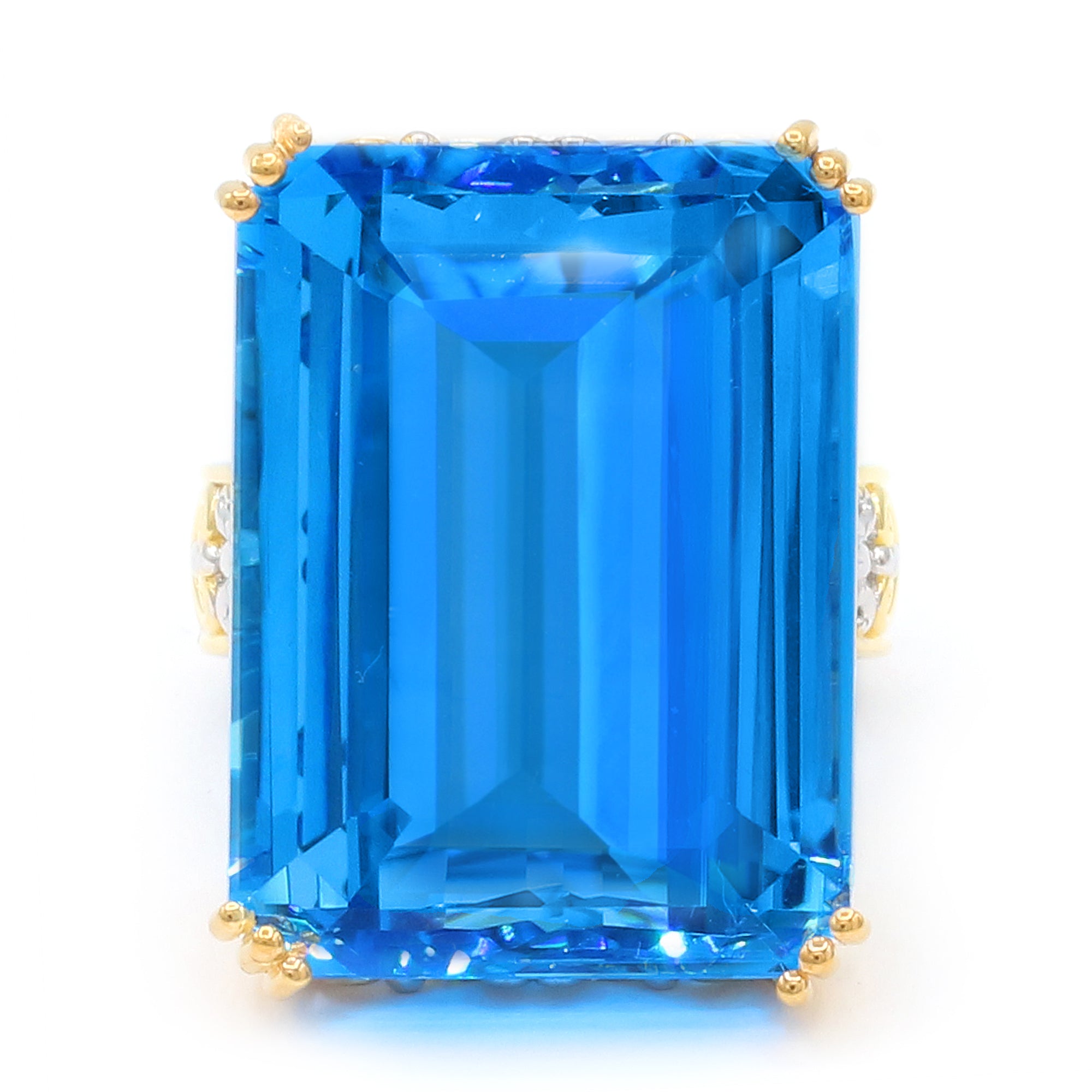 Couture Gems One-of-a-Kind 24K Palladium Silver 68.37ctw Kashmir Blue Topaz & White Zircon Honker Ring