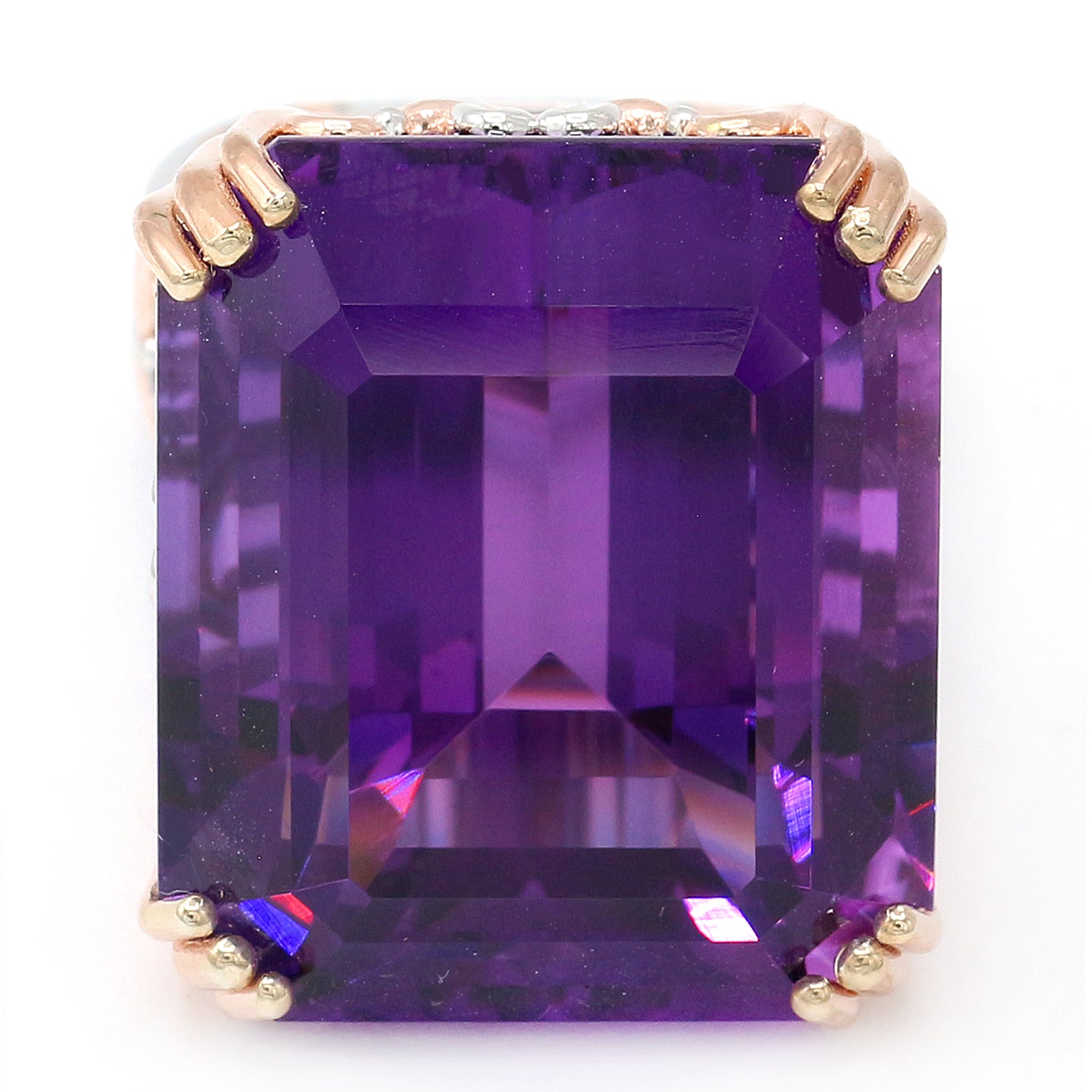 Limited Edition Gems en Vogue One-of-a-Kind 67.97ctw Namibian Amethyst & White Zircon Honker Ring