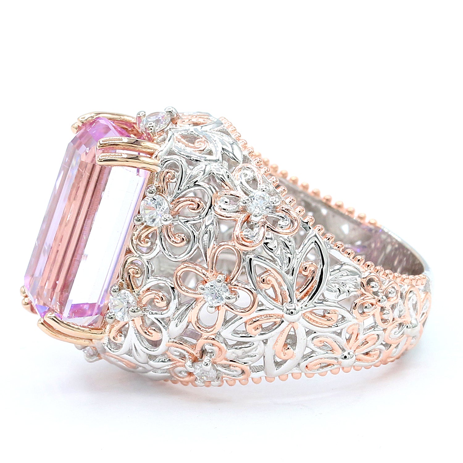 Limited Edition Gems en Vogue Luxe One-of-a-Kind 11.53ctw Kunzite & White Zircon Ring