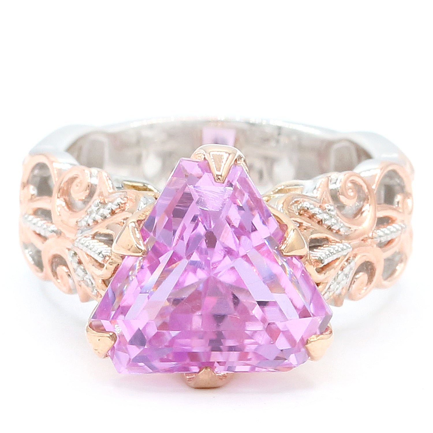 Limited Edition Gems en Vogue Luxe One-of-a-Kind 9.76ctw Shield Cut Kunzite Ring