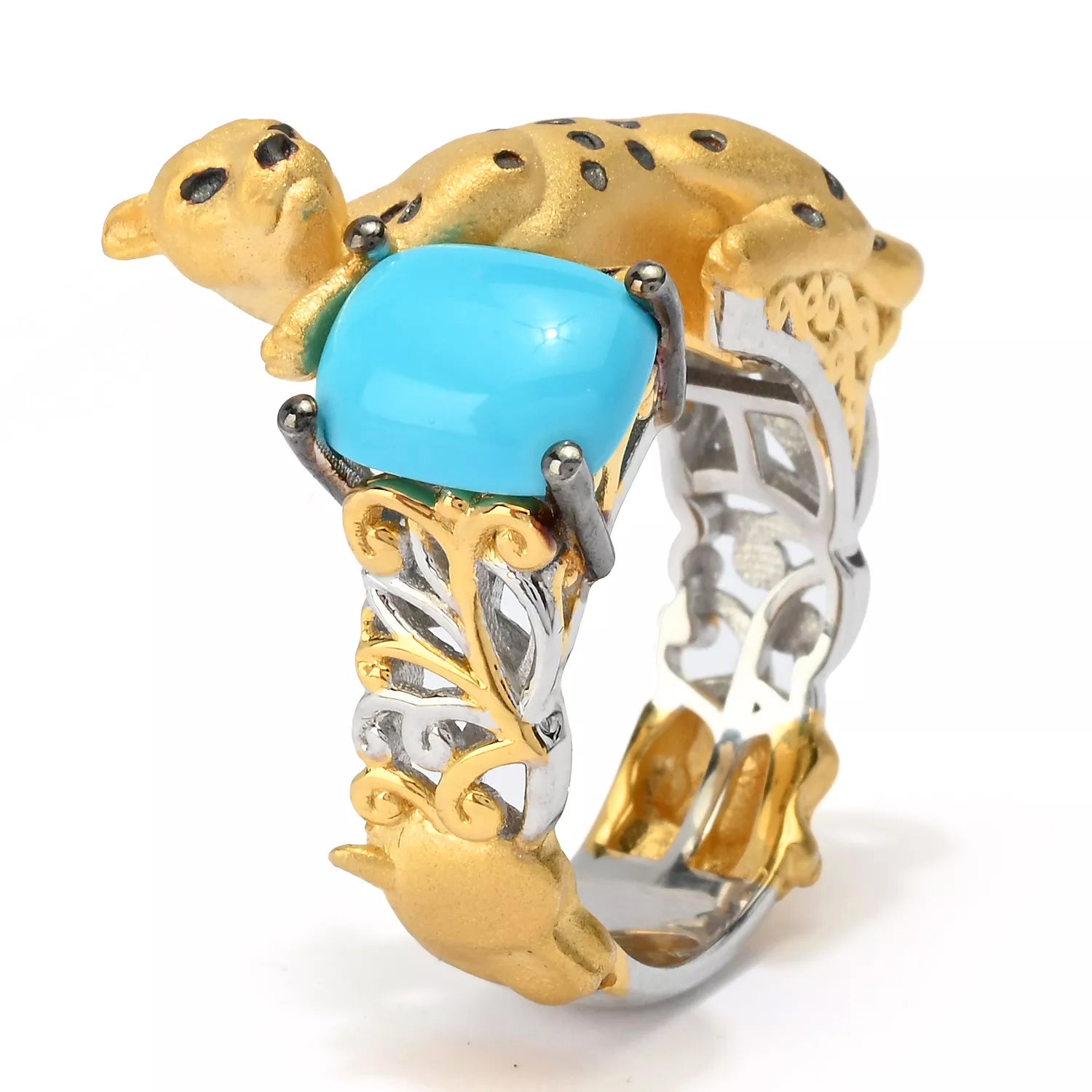 Gems en Vogue Sleeping Beauty Turquoise Panther Ring