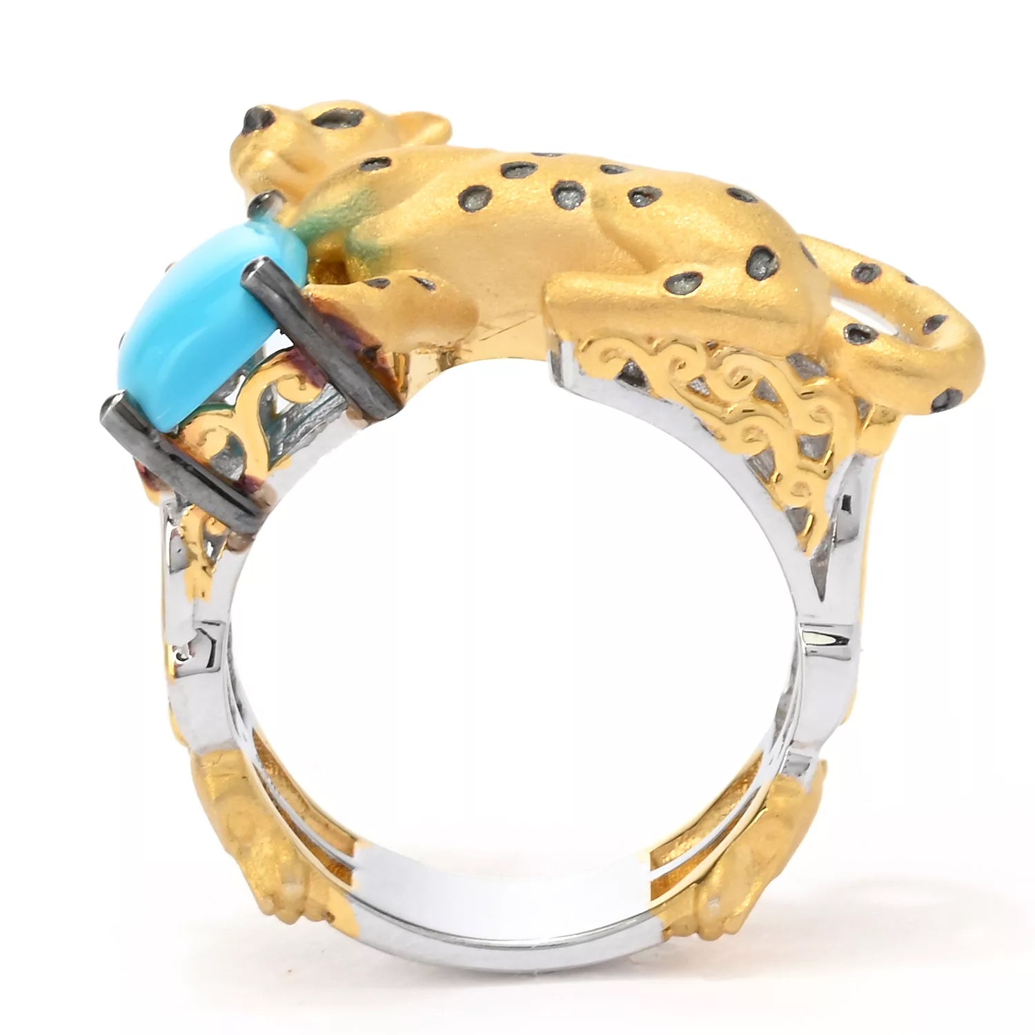 Gems en Vogue Sleeping Beauty Turquoise Panther Ring