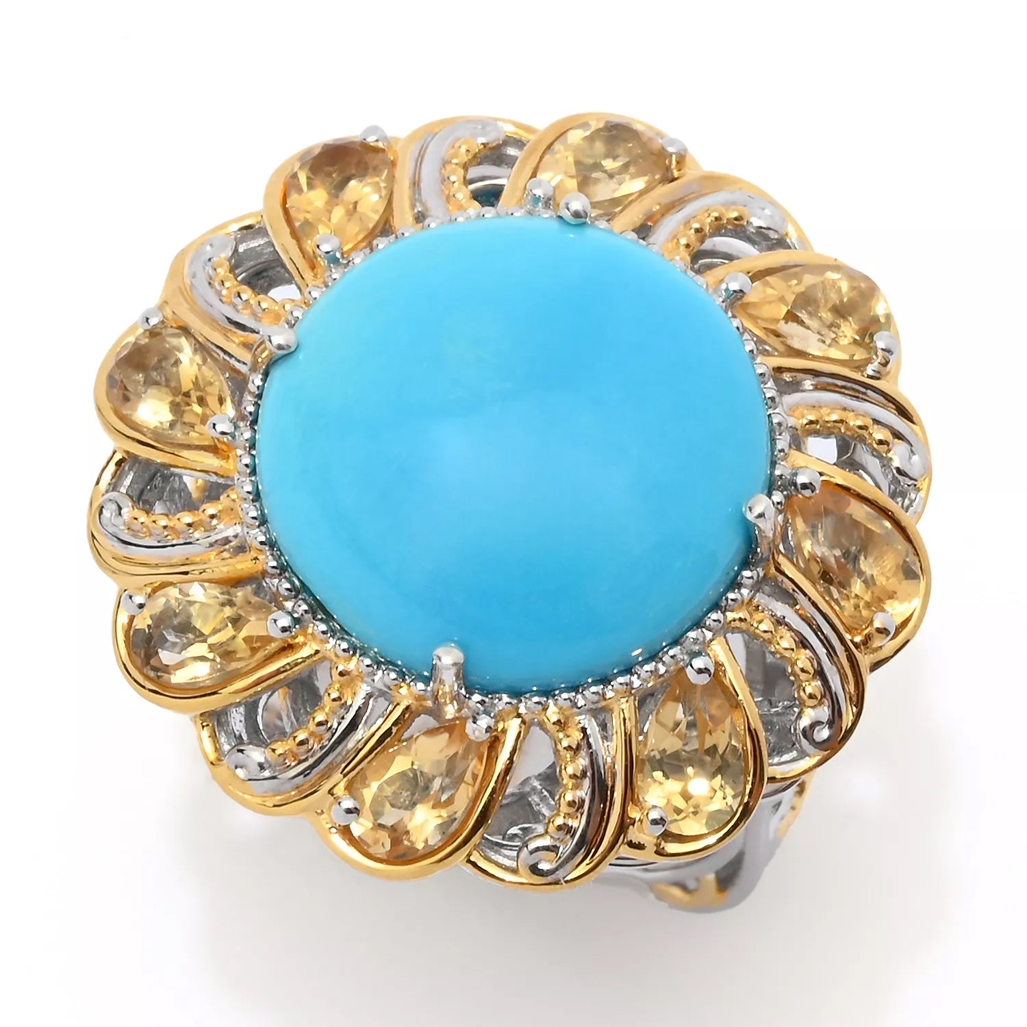 Gems en Vogue Kingman Turquoise & Yellow Citrine Spinner Ring