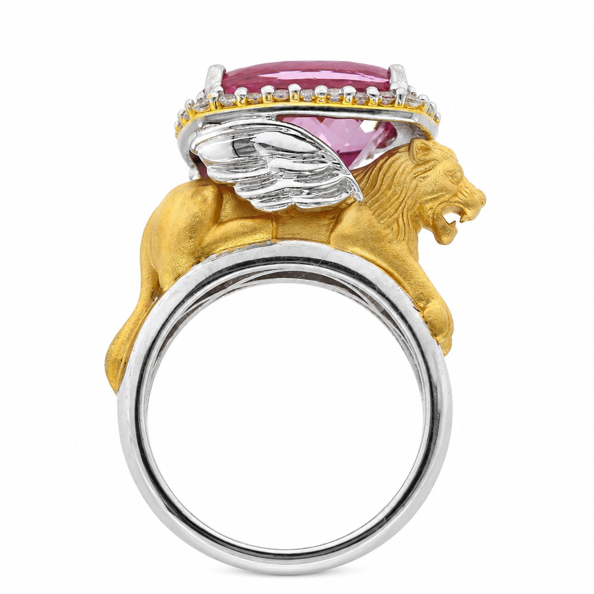 Gems en Vogue One-of-a-Kind 24K Palladium Silver 8.54ctw Pink Topaz & White Zircon Griffin Ring