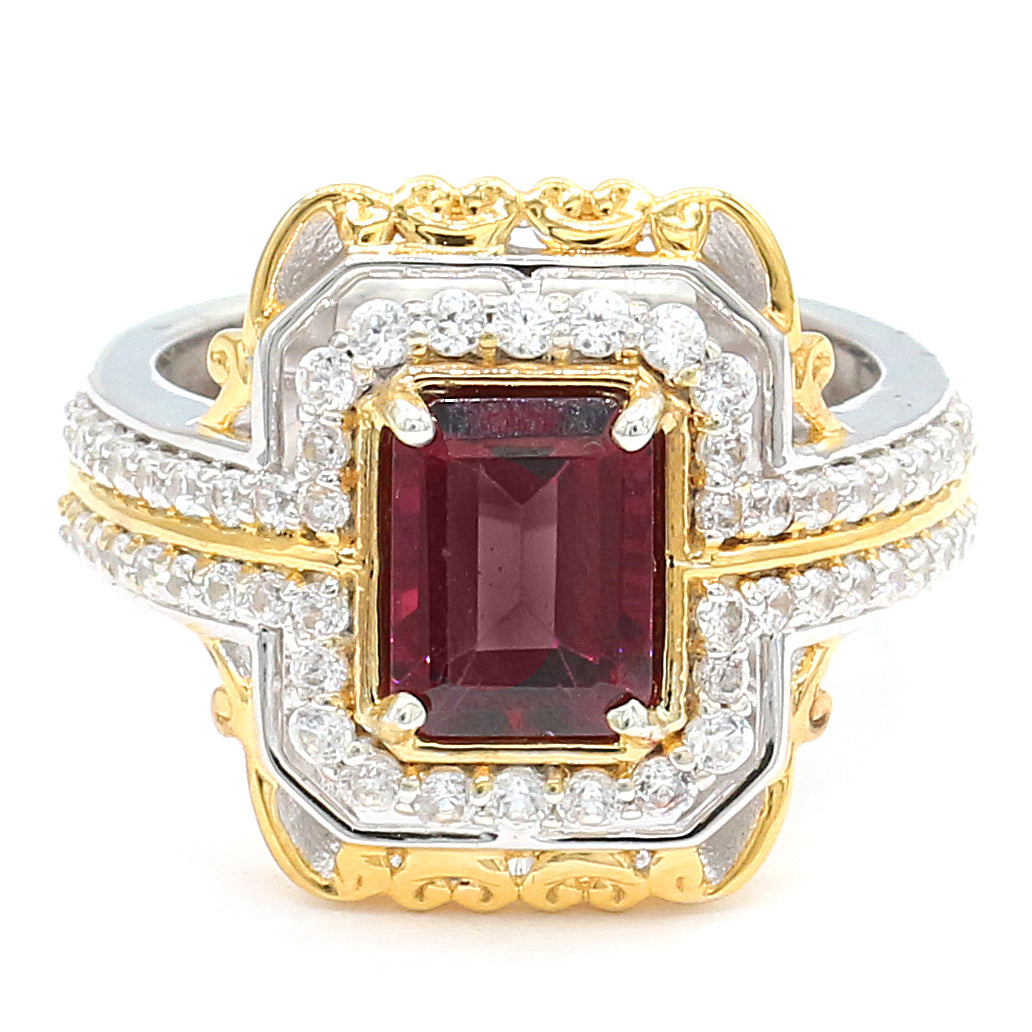 Gems en Vogue 3.43ctw Garnet & White Zircon Ring