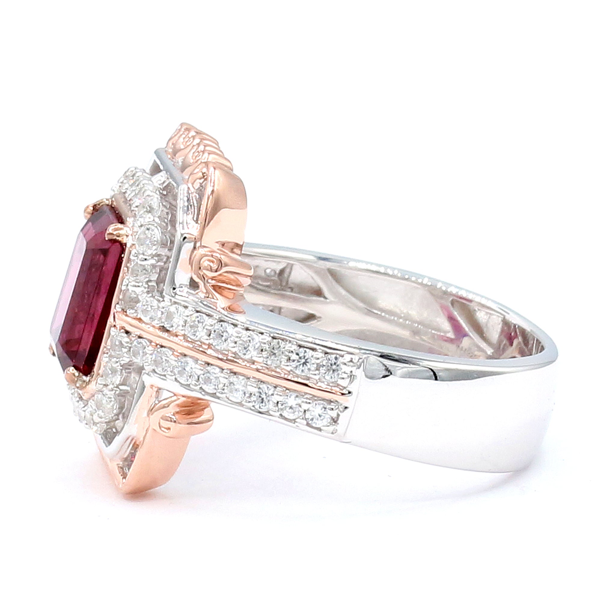 Gems en Vogue 3.03ctw Rhodolite Garnet & White Zircon Ring