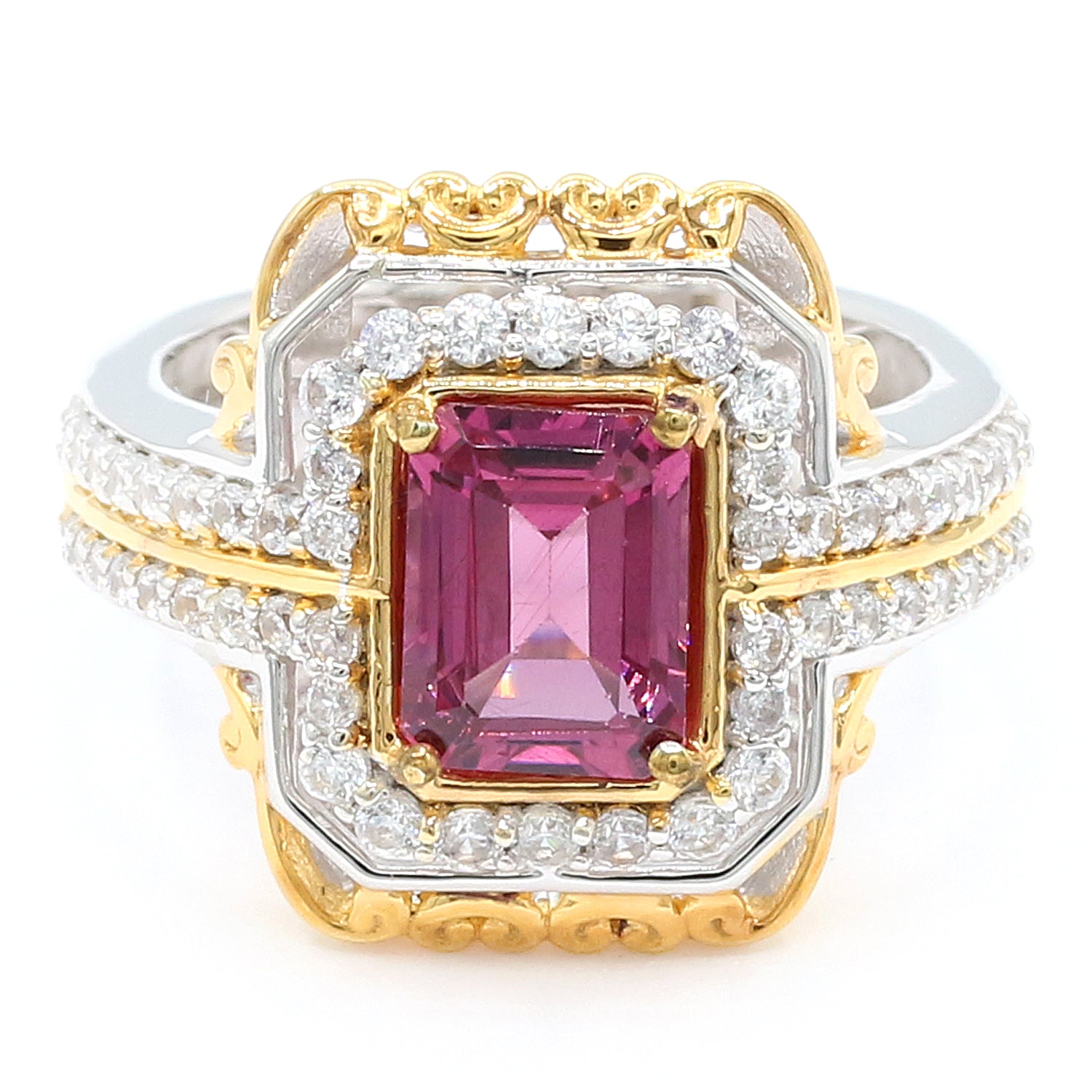 Gems en Vogue 3.03ctw Rhodolite Garnet & White Zircon Ring