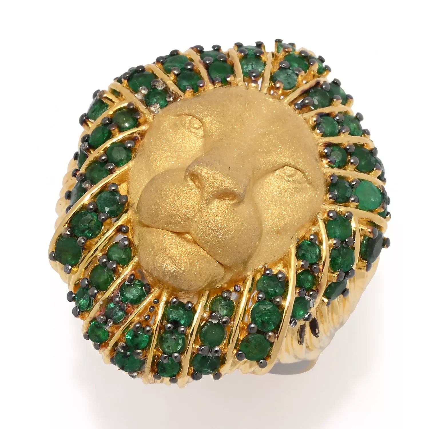 Gems en Vogue 2.00ctw Grizzly Emerald Lion Ring