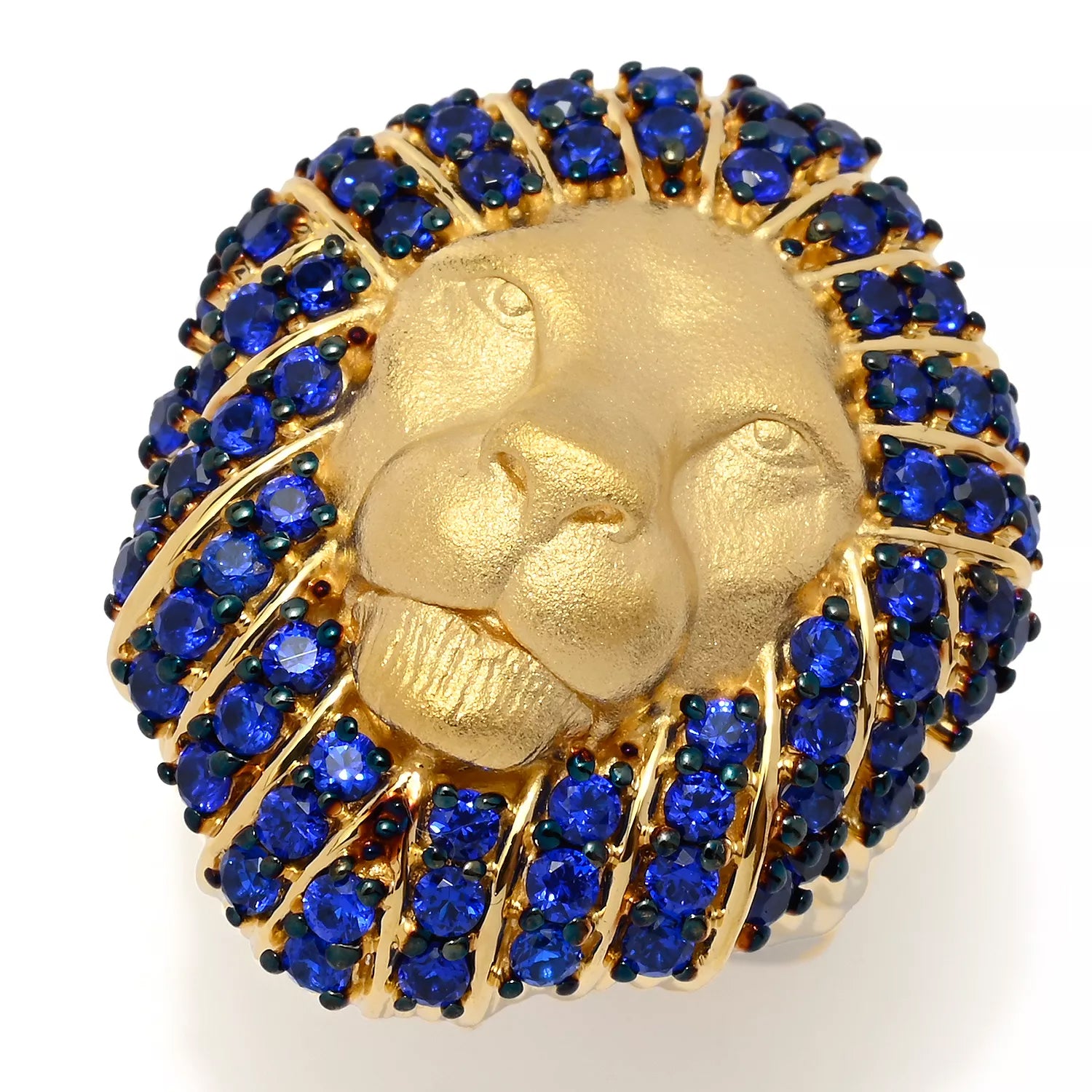 Gems en Vogue 2.11ctw Cobalt Blue Spinel Lion Ring