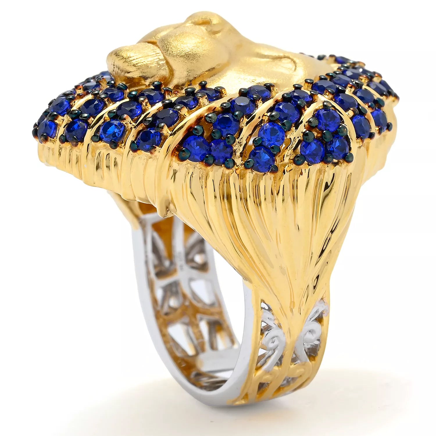 Gems en Vogue 2.11ctw Cobalt Blue Spinel Lion Ring