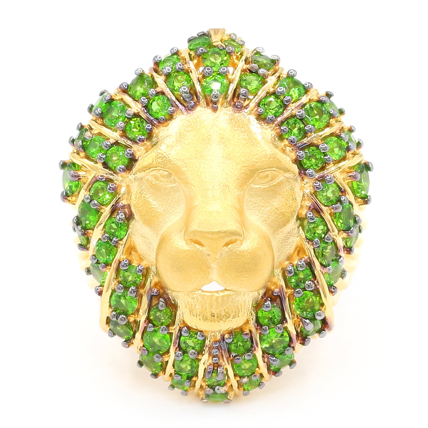 Gems en Vogue 4.60ctw Chrome Diopside Lion Ring