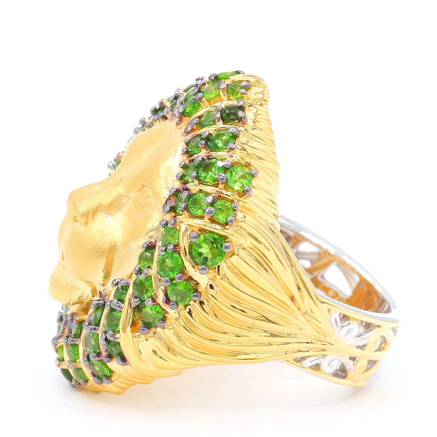 Gems en Vogue 4.60ctw Chrome Diopside Lion Ring