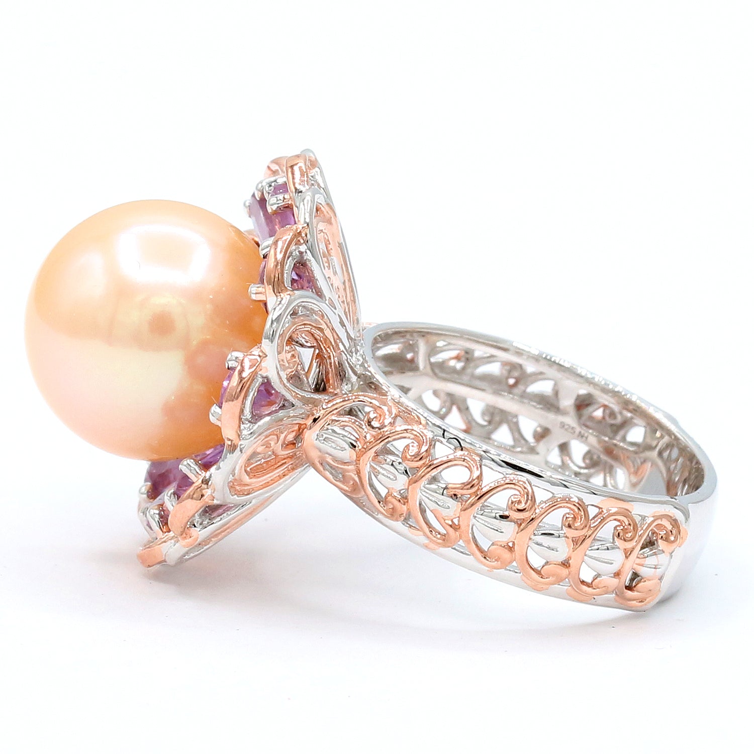 Gems en Vogue Pink Edison Pearl & Brazilian Amethyst Ring