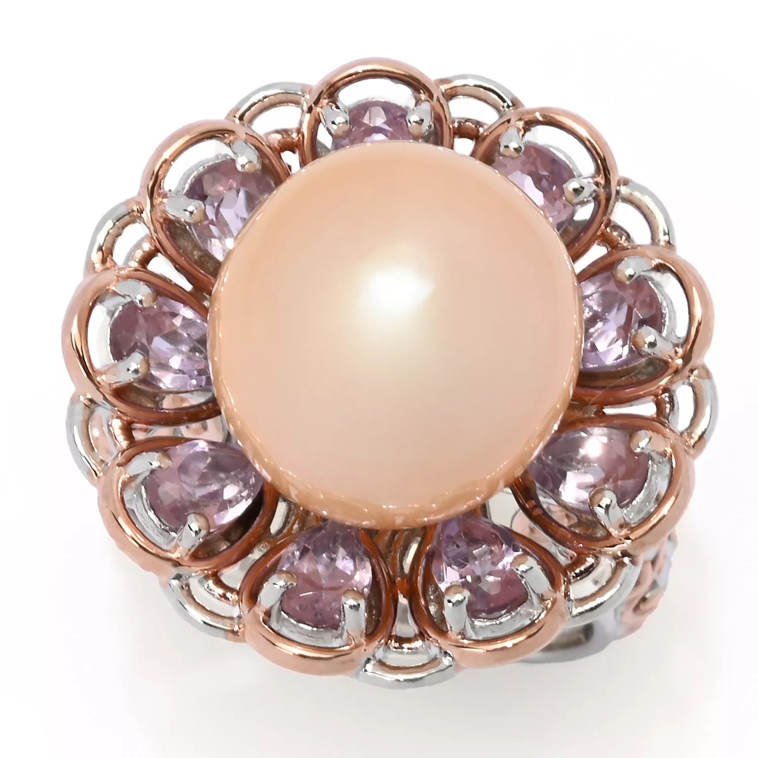 Gems en Vogue Pink Edison Pearl & Brazilian Amethyst Ring