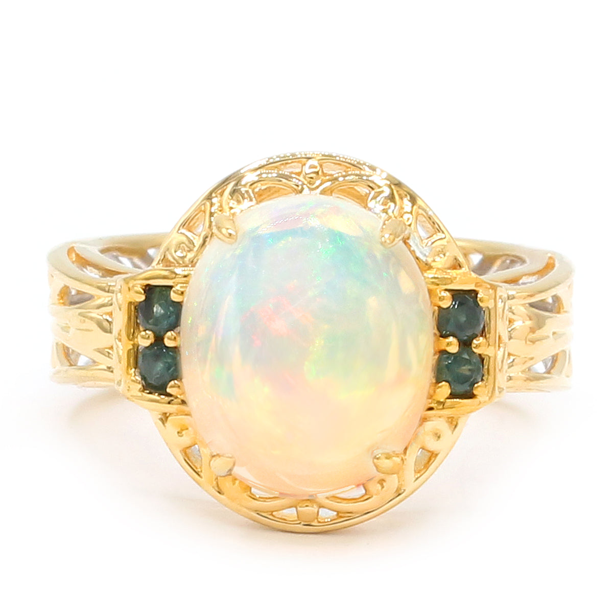 Bague en opale éthiopienne et spinelle noire Gems en Vogue