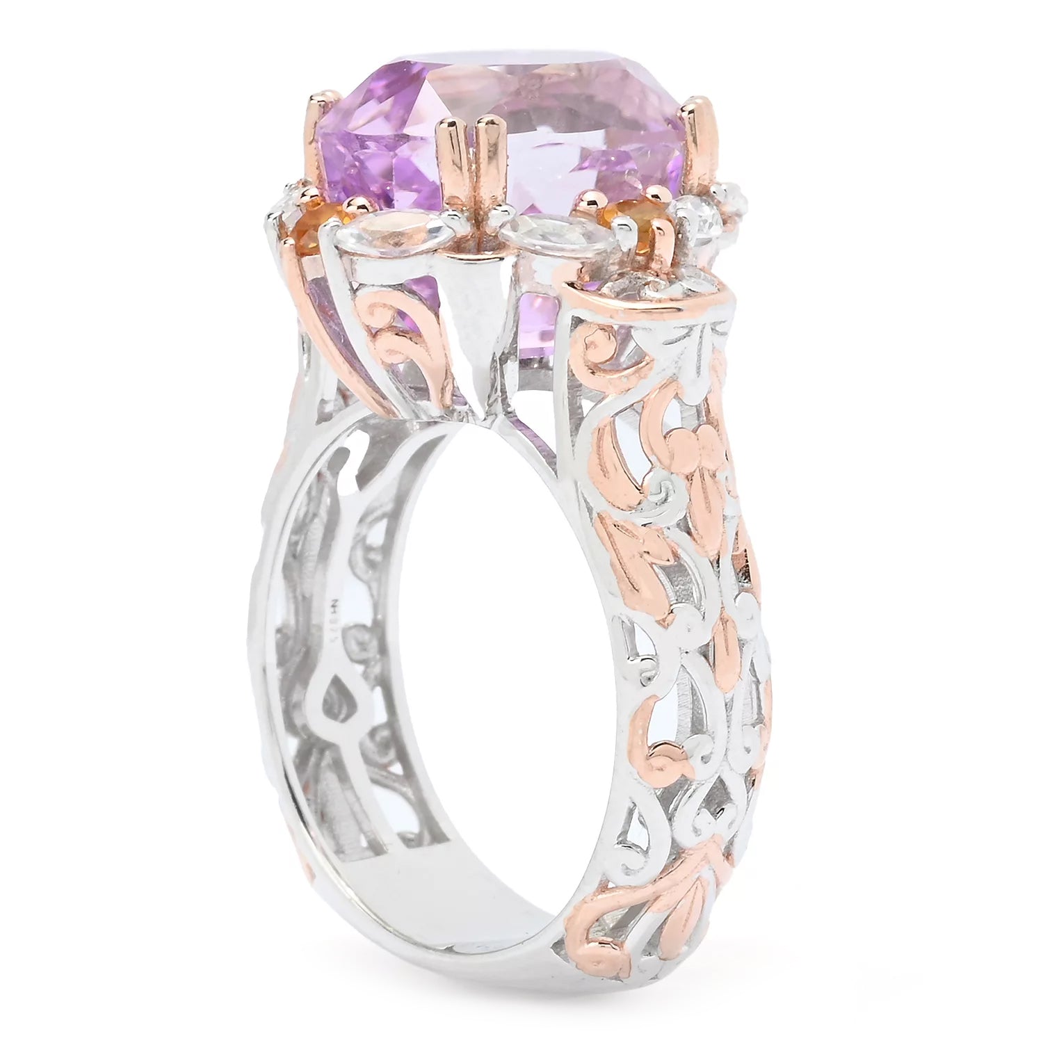 Limited Edition Gems en Vogue One-of-a-Kind 10.77ctw Kunzite, Yellow Citrine & White Zircon Ring