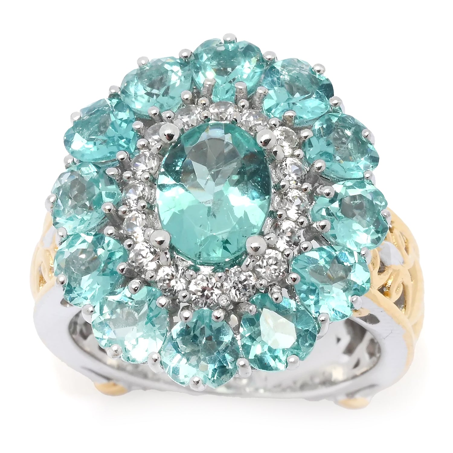 Gems en Vogue 4.65ctw Dauphin Apatite & White Zircon Halo Ring