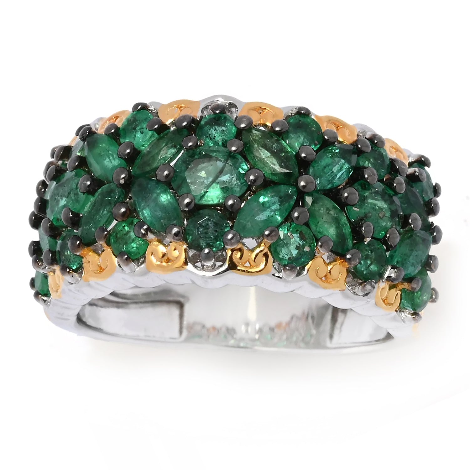 Gems en Vogue 2.14ctw Grizzly Emerald Band Ring