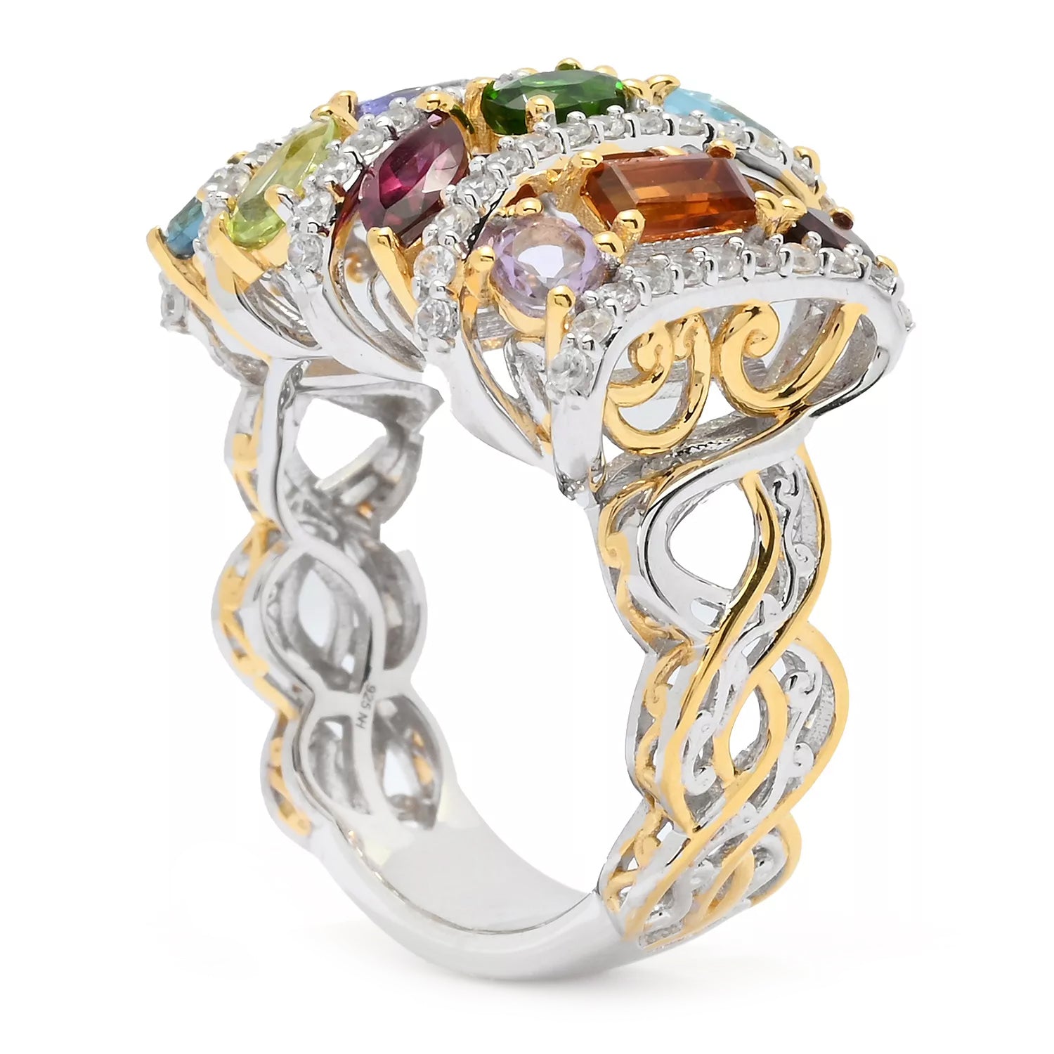 Gems en Vogue 3.26ctw Multi Gemstones Confetti Ring