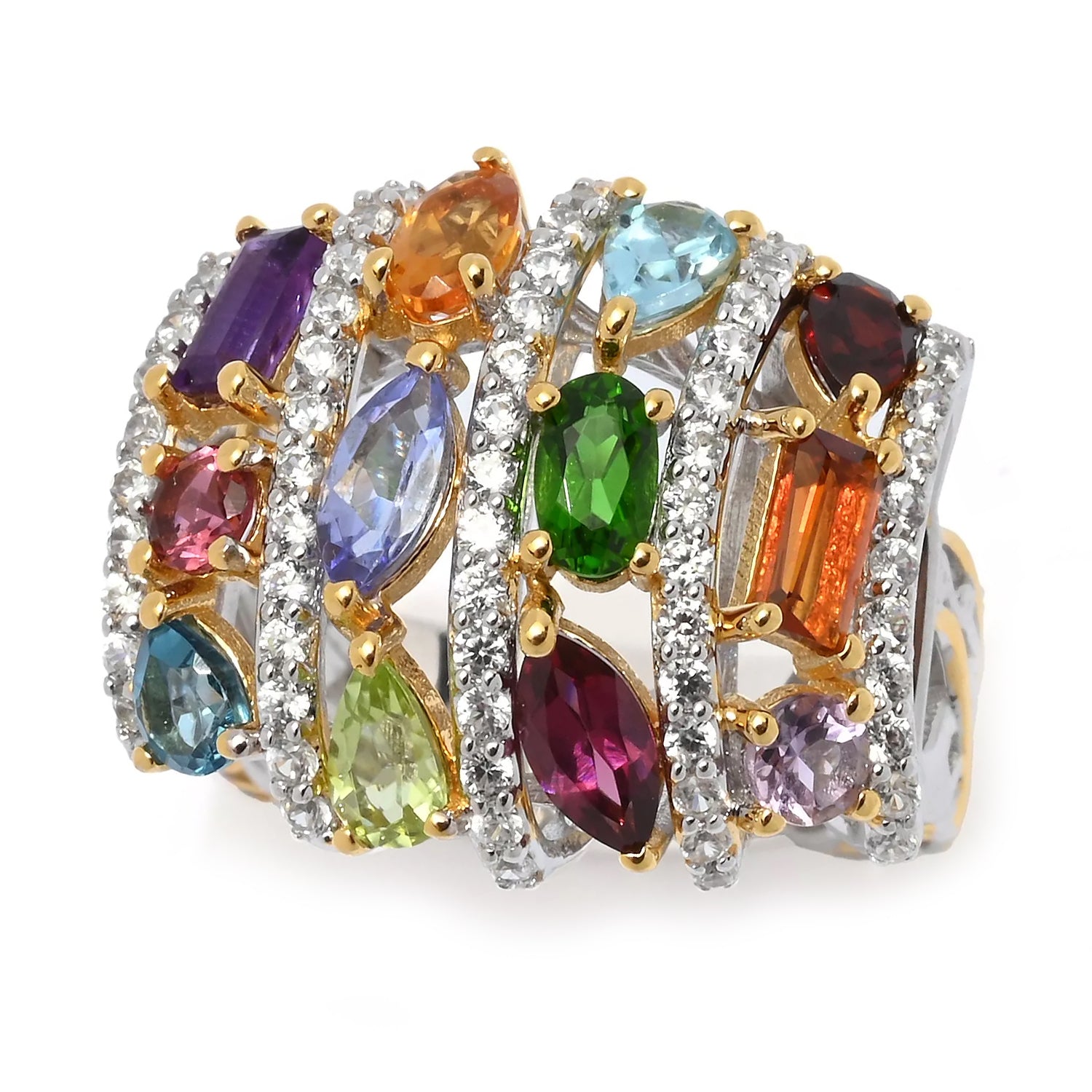 Gems en Vogue 3.26ctw Multi Gemstones Confetti Ring