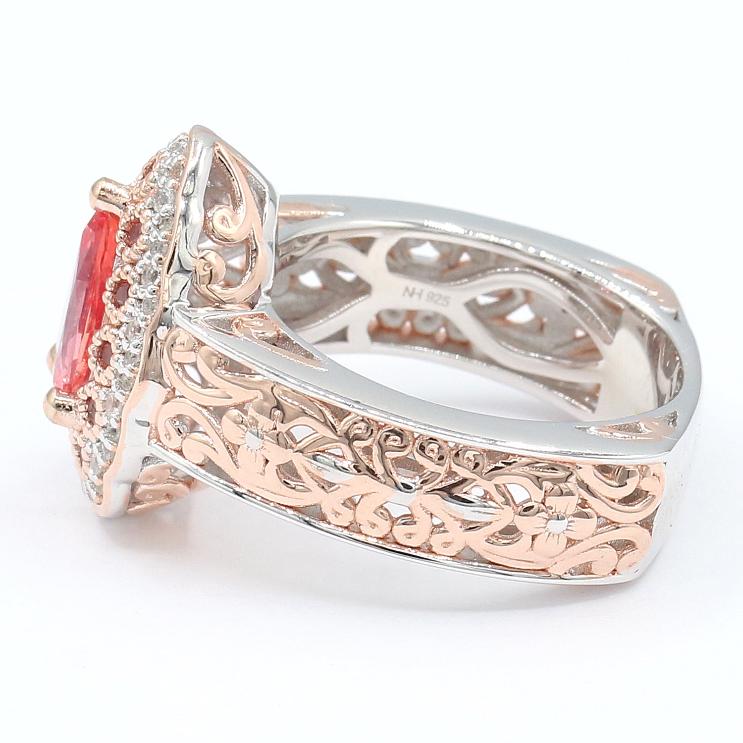 Limited Edition Gems en Vogue Luxe, One-of-a-Kind 2.45ctw Padparadscha Sapphire & White Zircon Ring