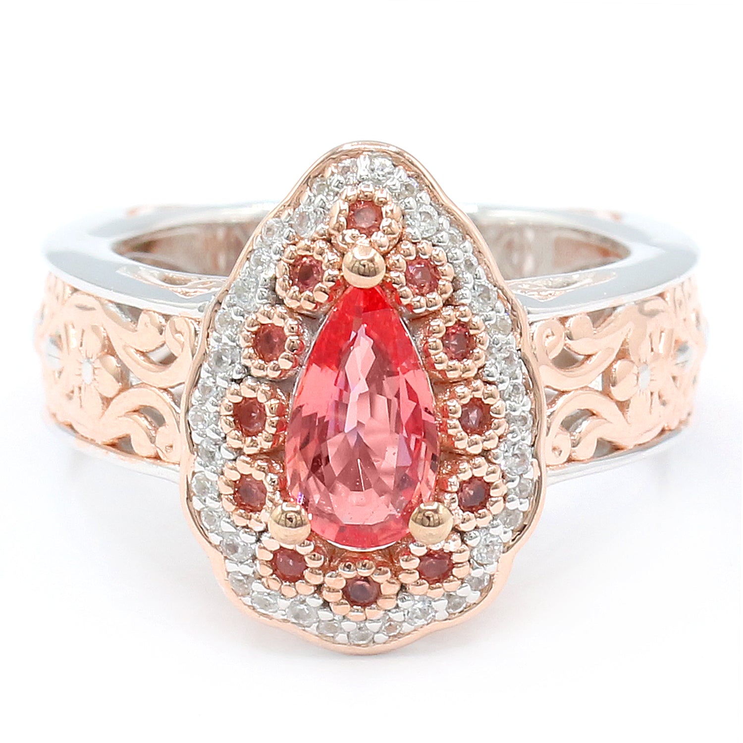 Limited Edition Gems en Vogue Luxe, One-of-a-Kind 2.45ctw Padparadscha Sapphire & White Zircon Ring