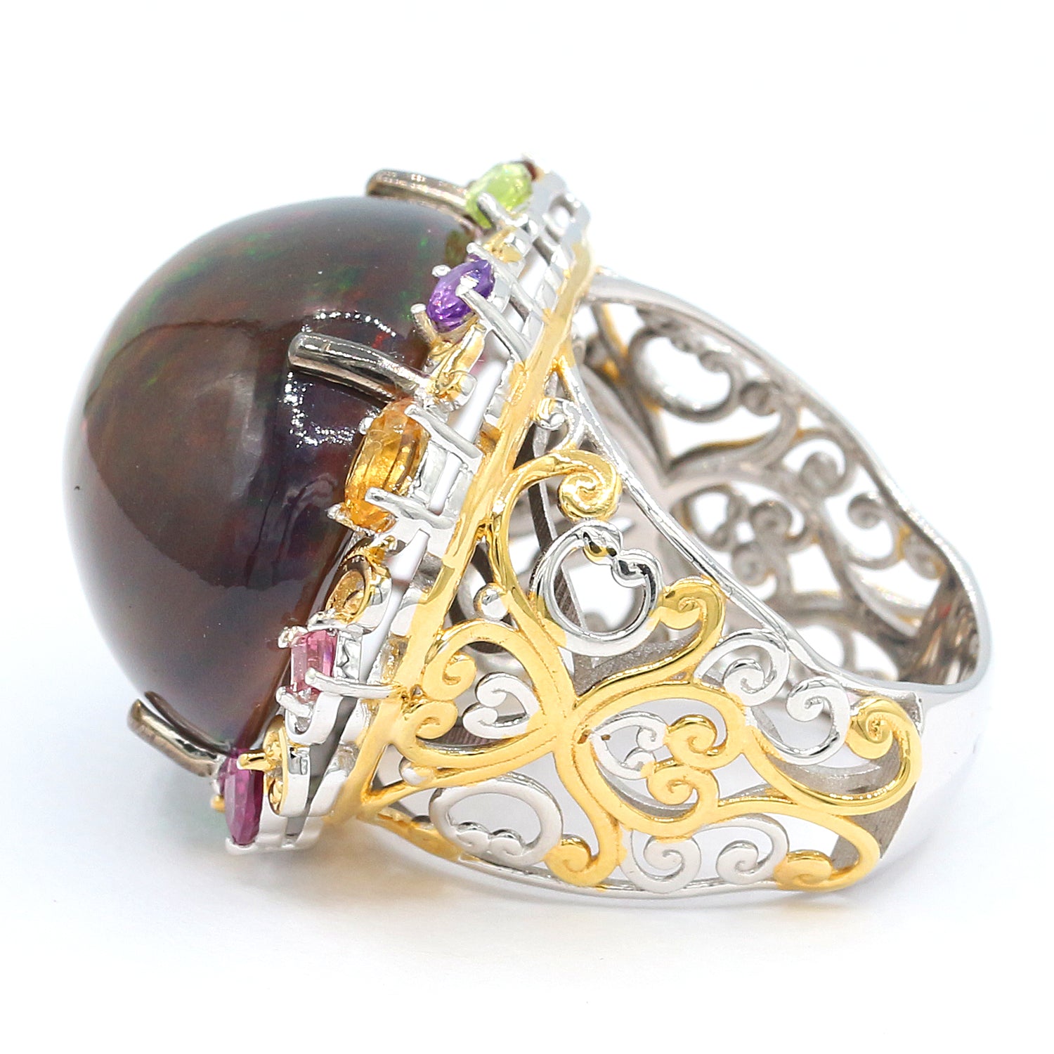 Limited Edition Gems en Vogue Luxe, One-of-a-Kind 30.12ctw Black Ethiopian Opal & Multi Gemstones Ring