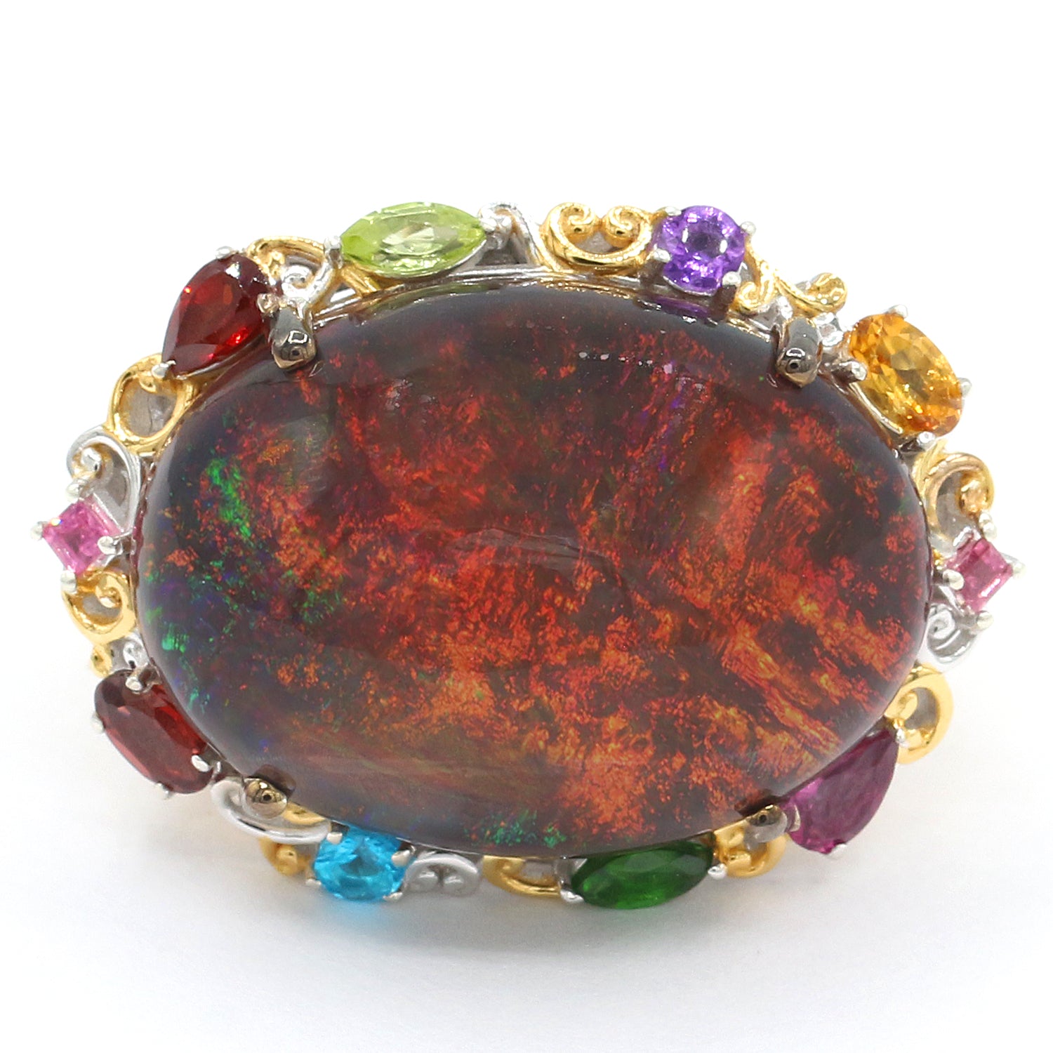 Limited Edition Gems en Vogue Luxe, One-of-a-Kind 30.12ctw Black Ethiopian Opal & Multi Gemstones Ring