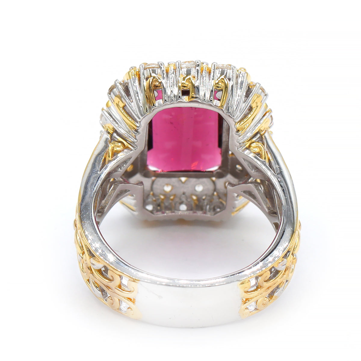 Couture Gems One-of-a-Kind 24K Palladium Silver 6.12ctw Rubellite & White Zircon Ring